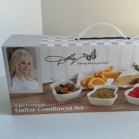 Dolly parton Kitchen Dolly Parton 4 Piece Ceramic Guitar White